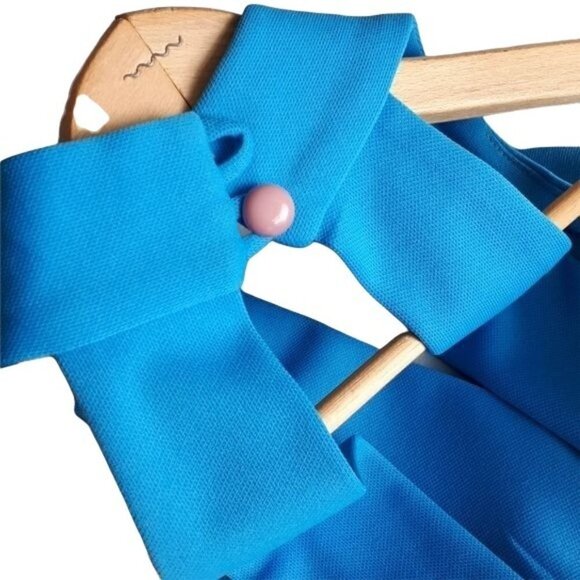 Vintage Beaded Halter Dress Full Length Turquoise Blue Circa early 1970's - Picture 7 of 10